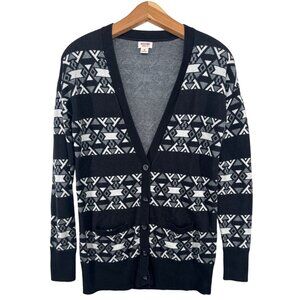 Vintage Mossimo Womens Cardigan Sz M Black/White Retro 90s Button-Up Academia